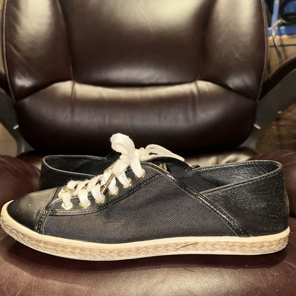 Michael Kors Black Leather & Canvas Trainers